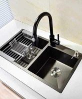 Double bowl sink with tap
